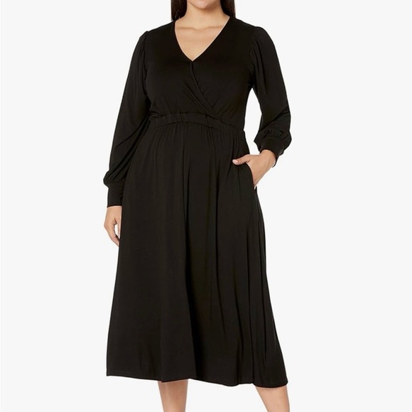 Karen Kane Dresses & Skirts - Karen Kane Size XL Women's Long Sleeve Artisan Crossover Midi-Dress With Pockets